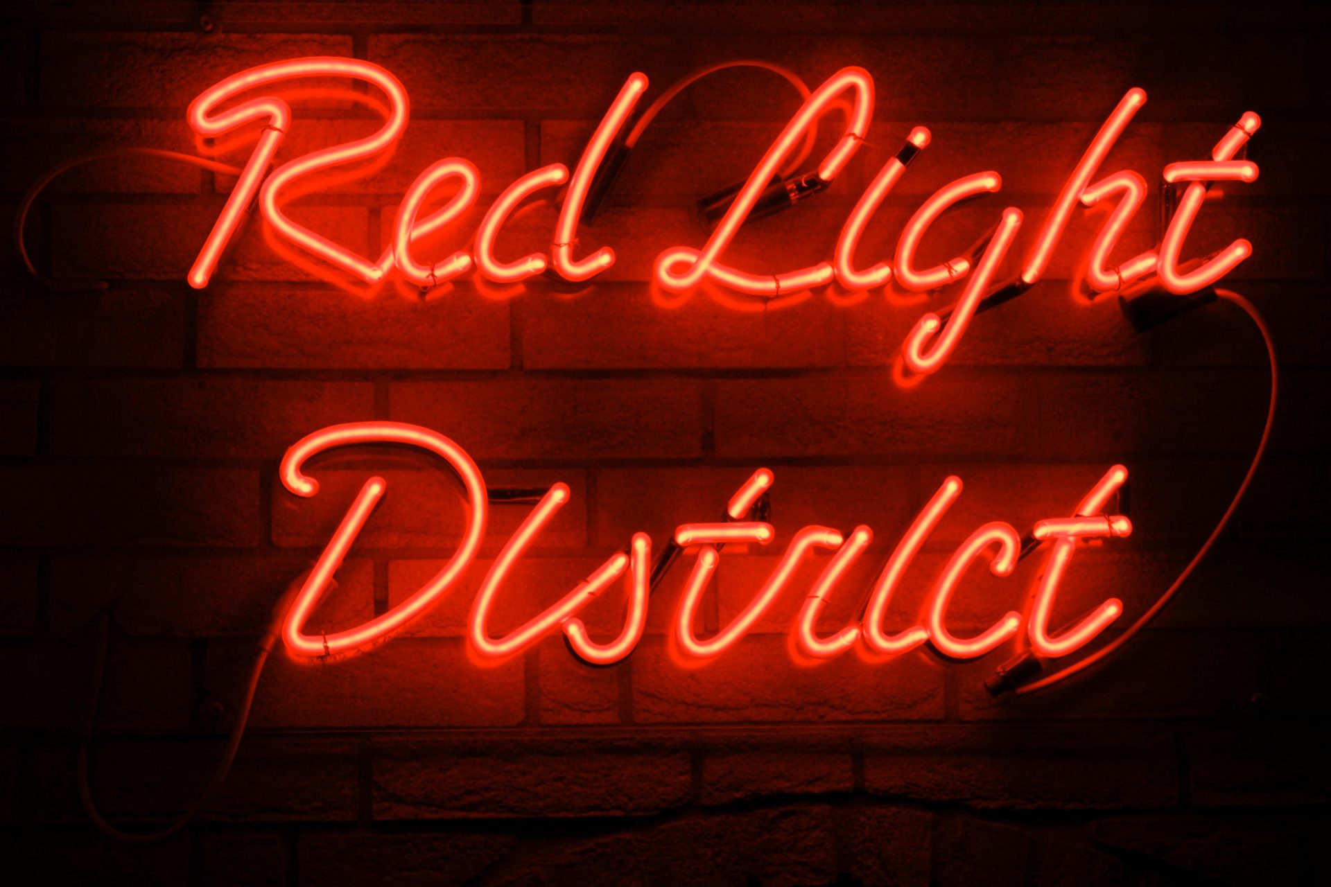 Leuchtschrift "Red Light District"