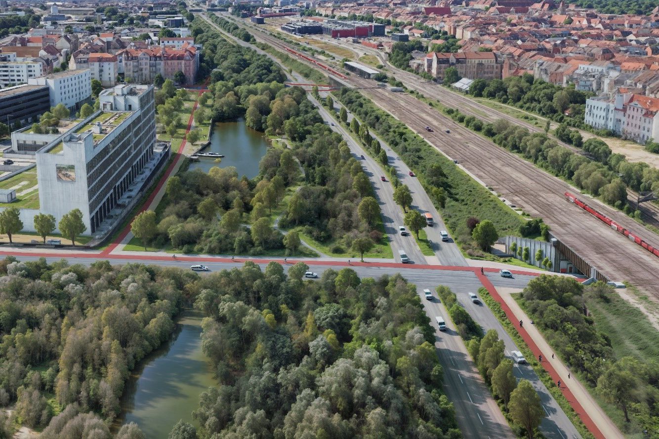 Frankenschnellweg von oben, Alternativplan der Grünen.